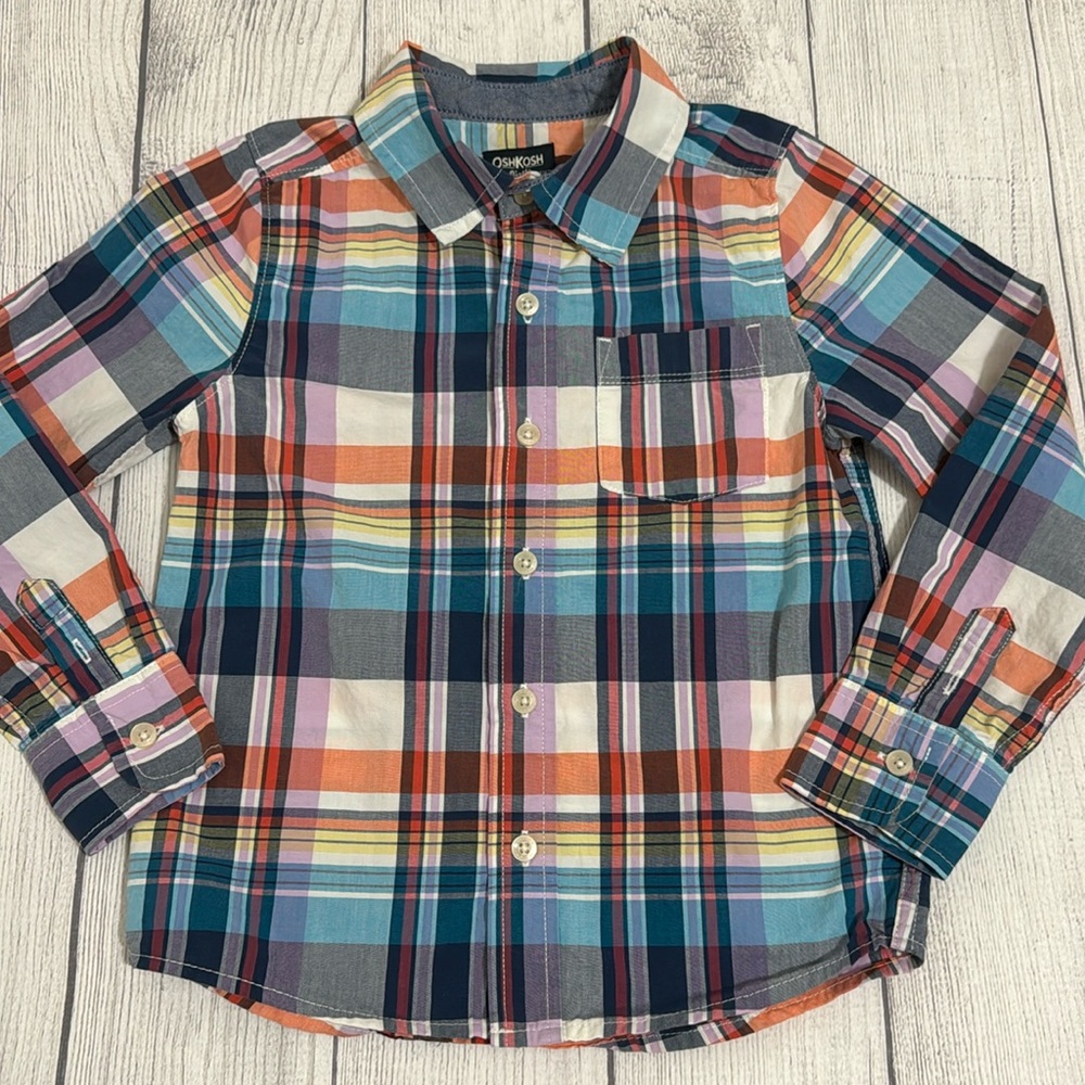 OshKosh B’Gosh Boys Plaid Long-sleeve Button Down Shirt